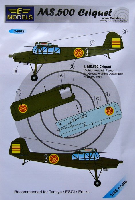 1/48 Decals for MS.500 Criquet