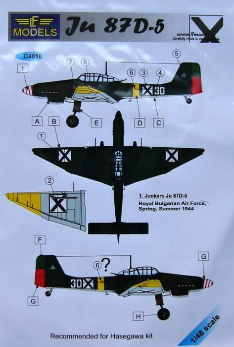 1/48 Decals for Ju 87D-5 (Royal Bulgarian AF)