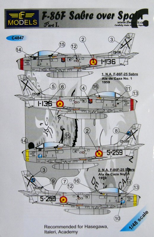 1/48 Decals F-86F Sabre over Spain Part I. (HAS)