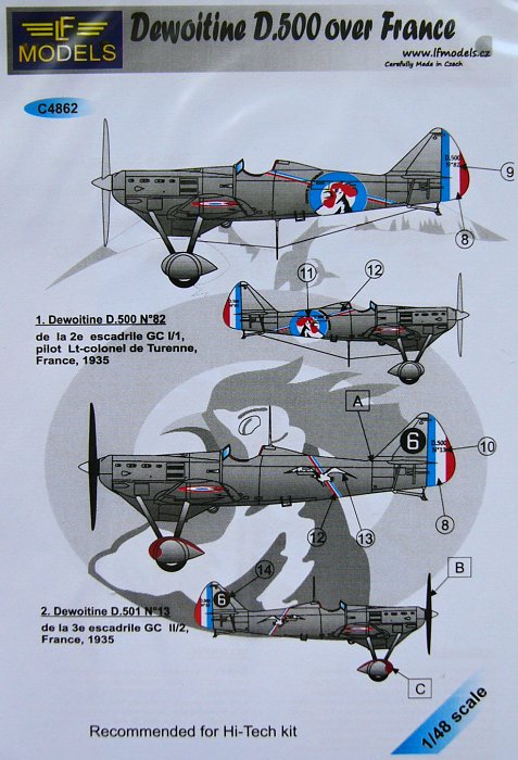 1/48 Decals Dewoitine D.500 over France (HI-TECH)