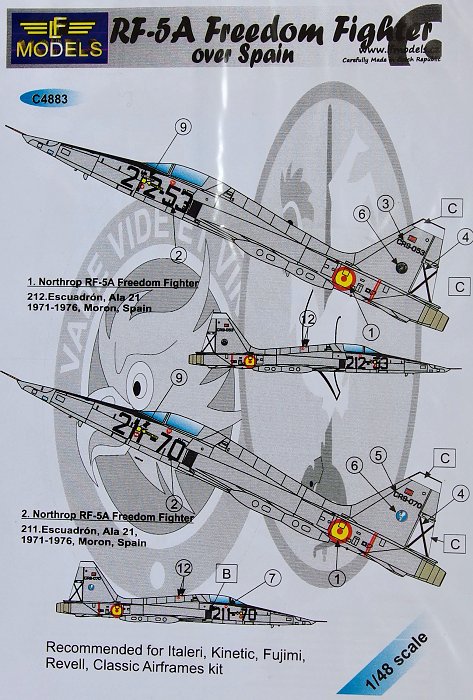 1/48 Decals RF-5A Freedom Fighter over Spain