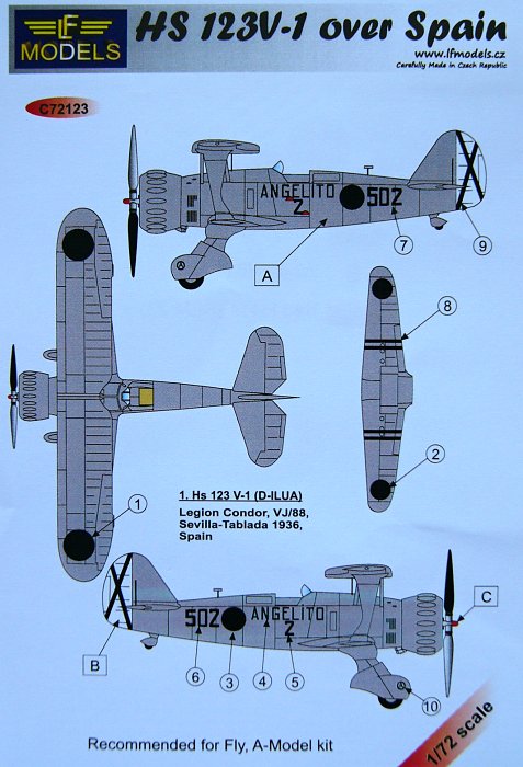 1/72 Decals HS 123V-1 over Spain (FLY/AMOD)