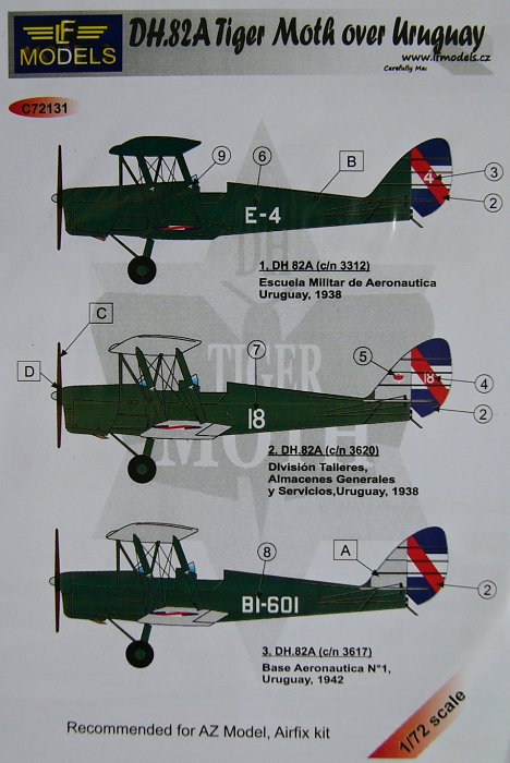 1/72 Decals DH.82A Tiger Moth over Uruguay (AZMO)