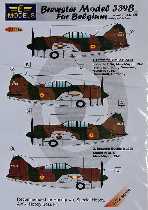 1/72 Decals Brewster Model 339B Belgium (HAS/AIRF)