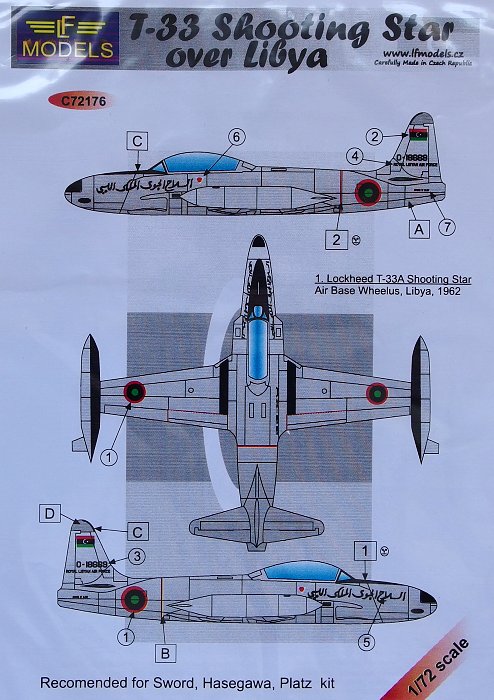 1/72 Decals T-33 Shooting Star over Libya (SWORD)