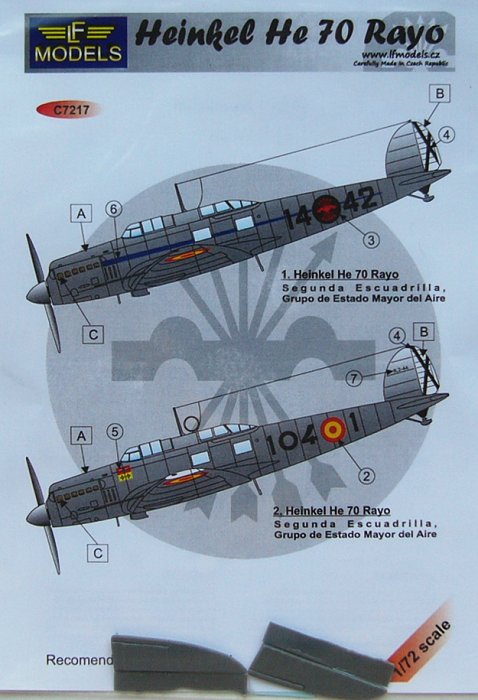 1/72 Decals for Heinkel He 70 Rayo