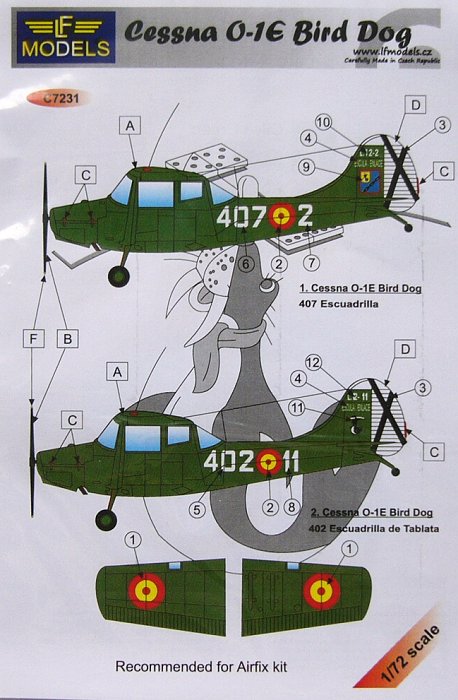 1/72 Decals for Cessna O-1E Bird Dog