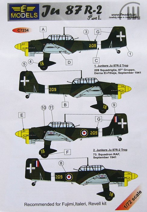 1/72 Decals for Ju 87R-2 Part I. (FUJI/ITAL/REV)