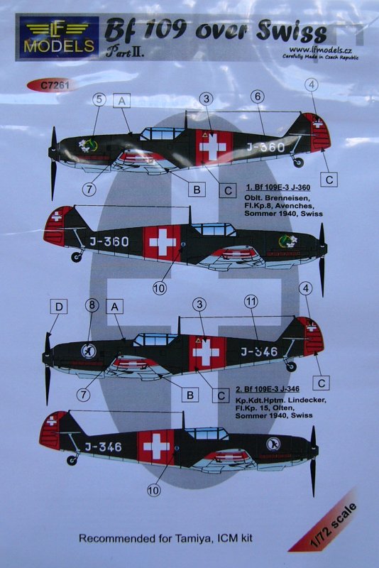 1/72 Decals Bf 109 over Swiss - Part II.