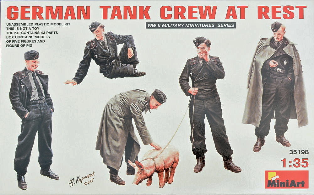 1/35 German Tank Crew At Rest (5 fig.& pig)