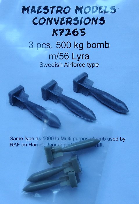 1/72 500kg bomb m/56 Lyra Swedish AF type (3 pcs.)