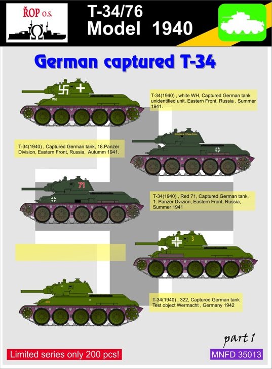 1/35 Decals T-34/76 German captured part 1