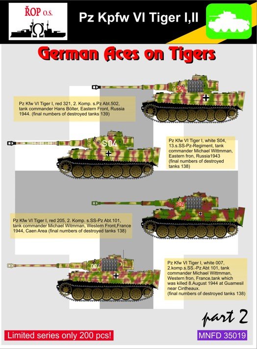 1/35 Decals PzKpfw IV Tiger I,II German Aces pt.2