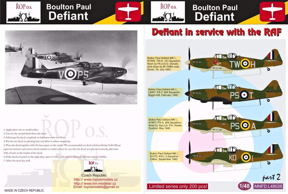 1/48 Decals Boul.Paul Defiant RAFservice (part 2)