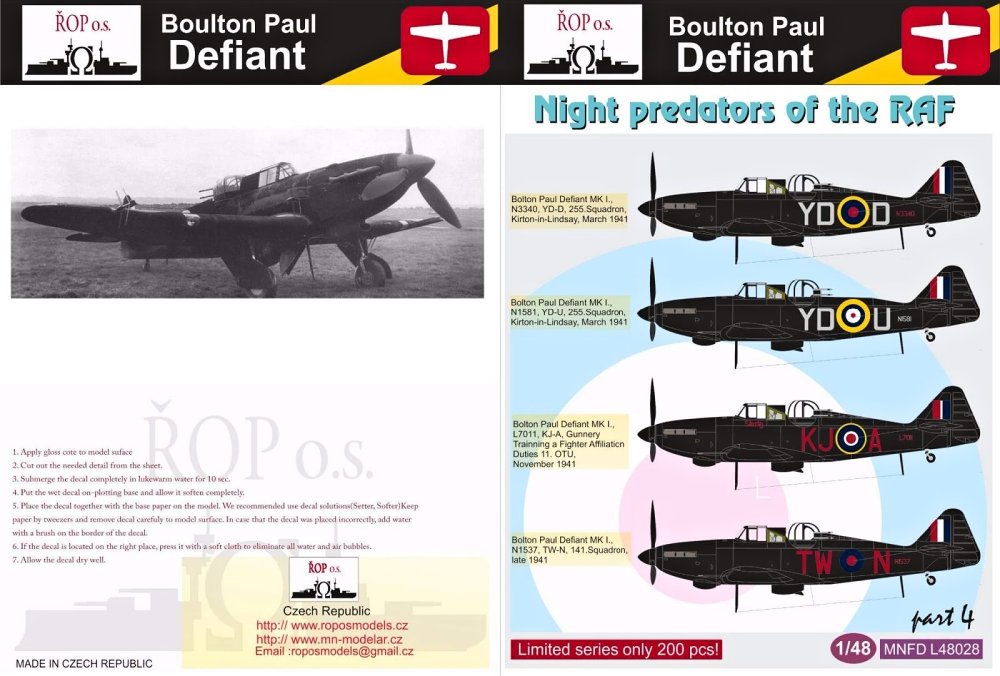 1/48 Decals B.P. Defiant Night predators (part 4)