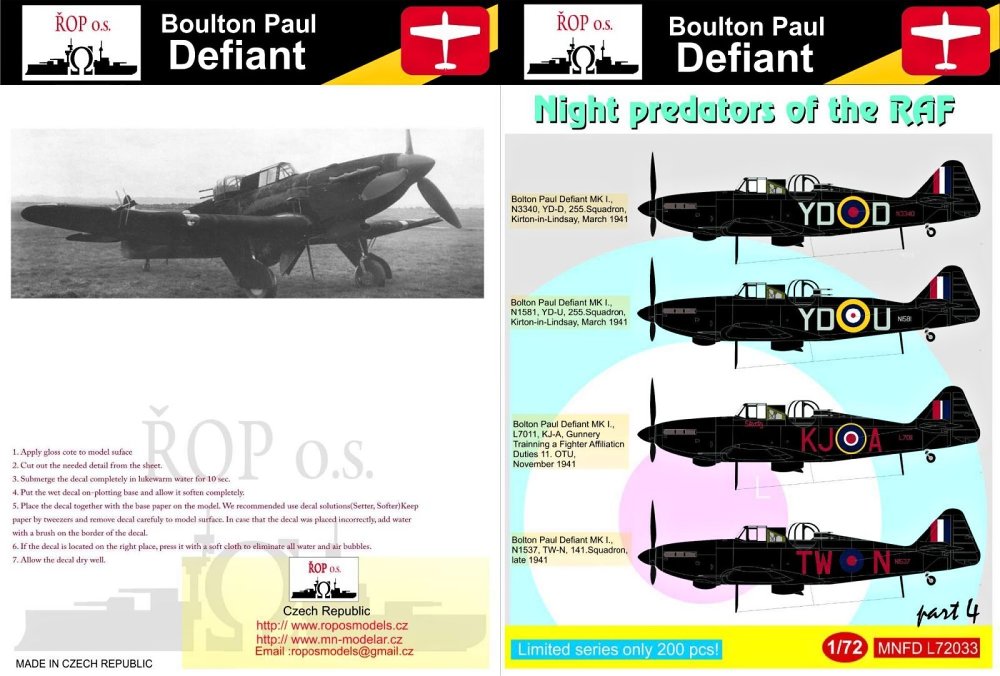 1/72 Decals B.P. Defiant Night predators (part 4)