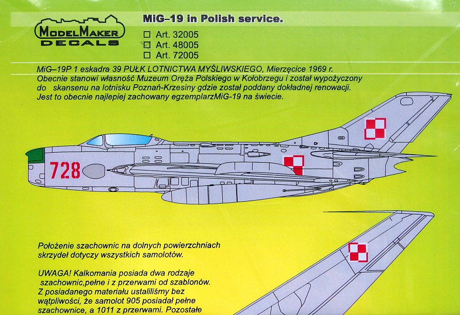 1/48 Decal MiG-19 in Polish service