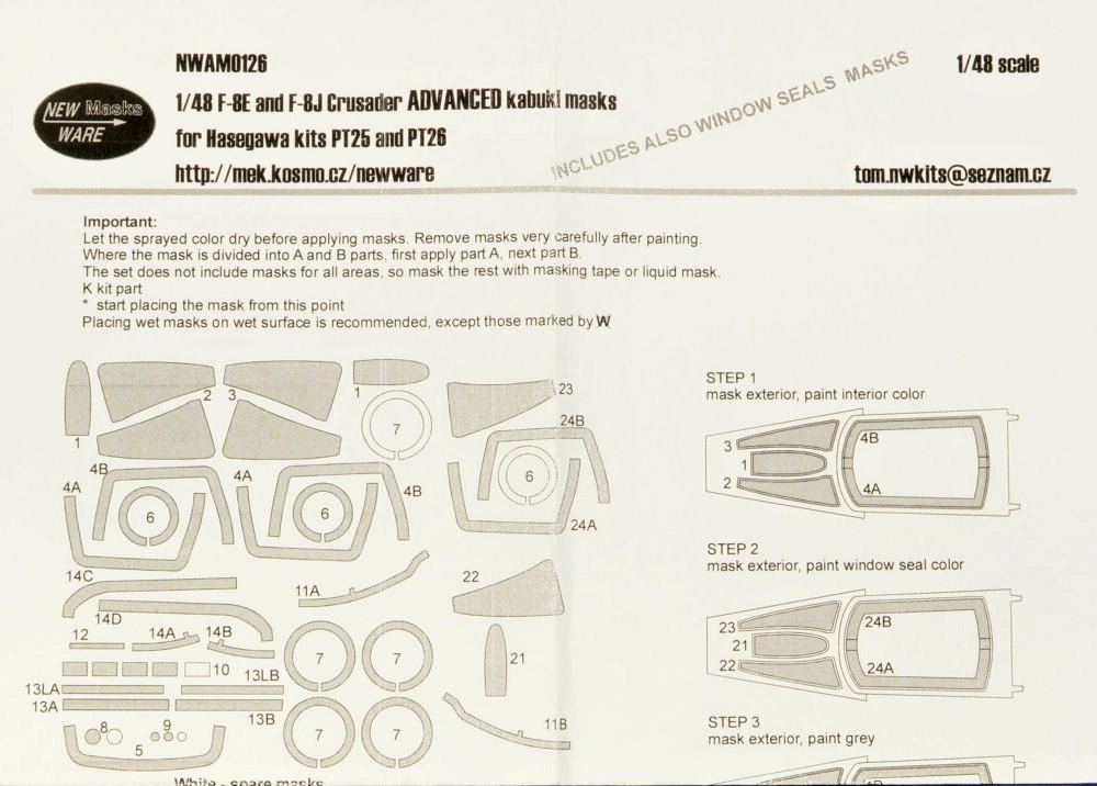 1/48 Mask F-8E/F-8J Crusader ADVANCED (HA PT25/26)