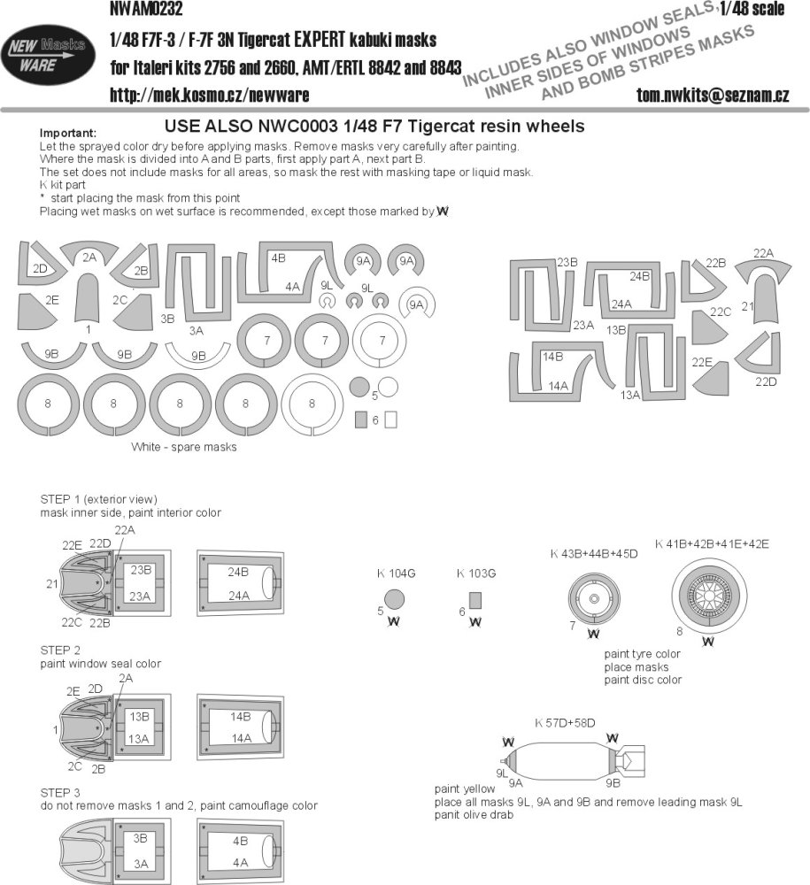 1/48 Mask F7F-3/3N Tigercat EXPERT (ITAL/AMT)