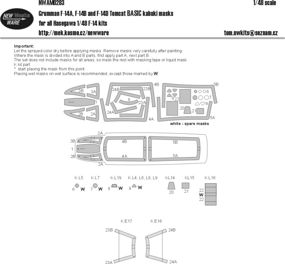 1/48 Mask Grumman F-14A/B/D Tomcat BASIC (HAS)