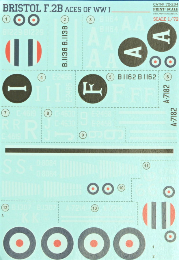 1/72 Bristol F.2B Aces of WWI (wet decals)