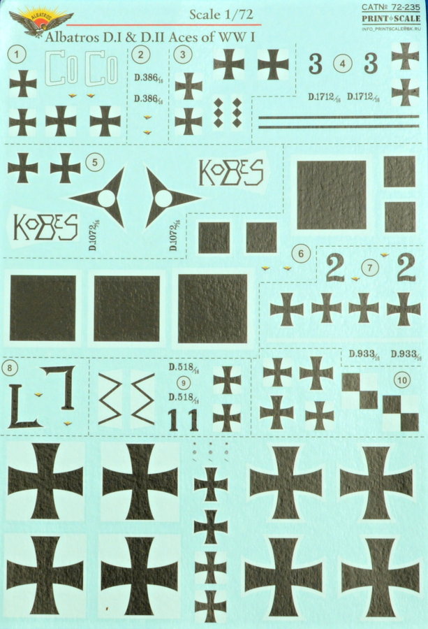 1/72 Albatros D.I & D.II Aces of WWI (wet decals)