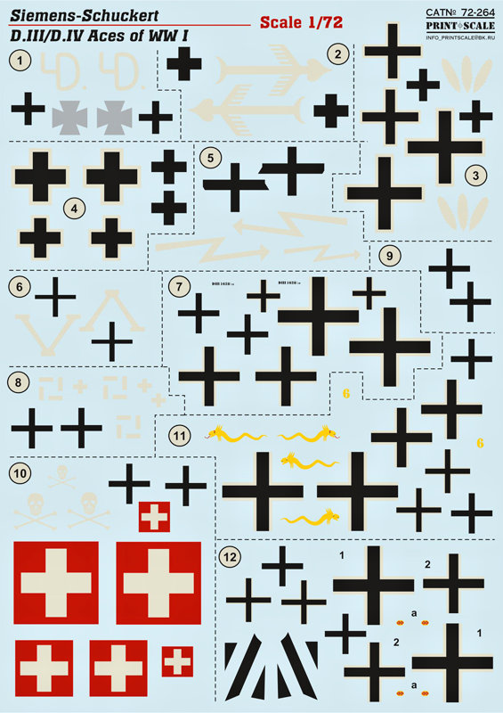 1/72 S.Schuckert D.III/D.IV Aces WWI (wet decals)