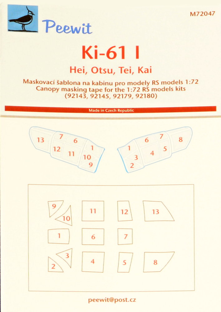 1/72 Canopy mask Ki-61-I (RS MODEL)