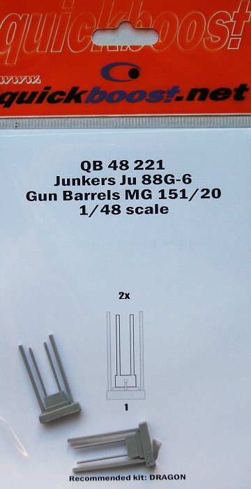 1/48 Junkers Ju 88G-6 gun barrels MG 151/20 (DRAG)