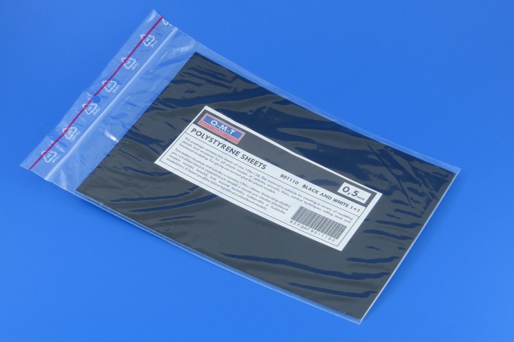 Polystyrene sheets 0.5 mm - 2 pcs. (black&white)