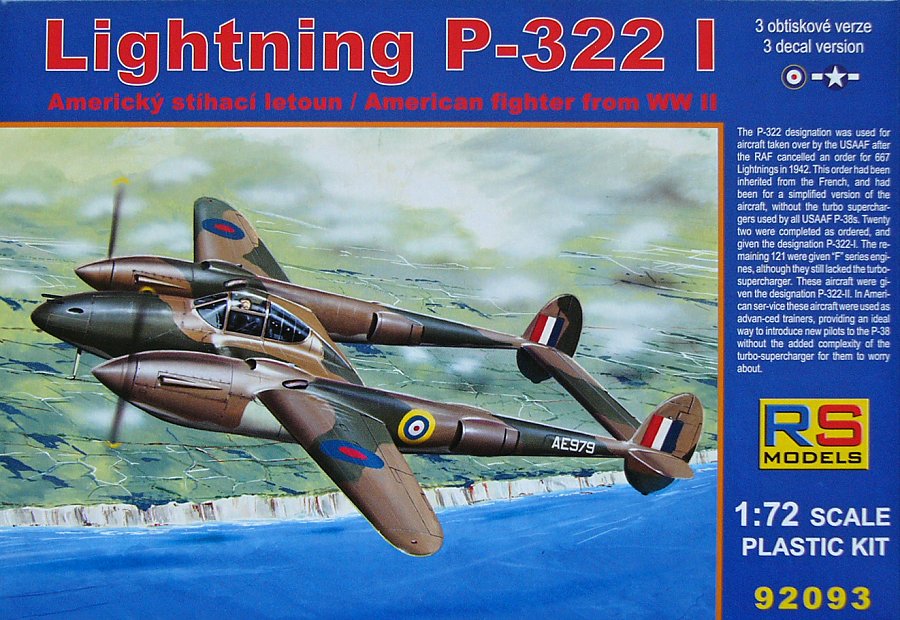 1/72 Lightning P-322 I (RAF, 2x USAAF)