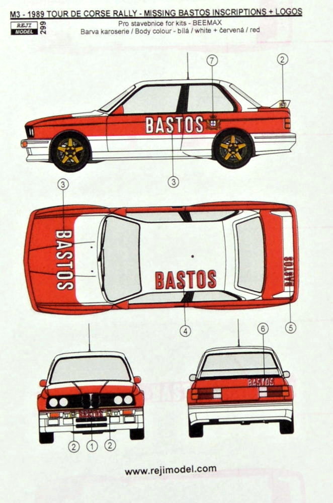 1/24 BASTOS logo - M3 Rally Tour De Corse 1989