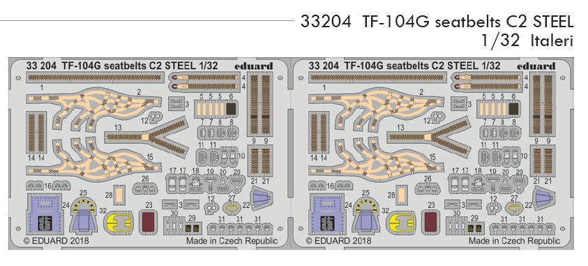 1/32 TF-104G seatbelts C2 STEEL (ITA)