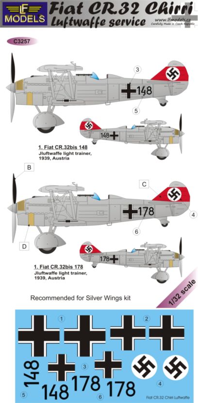 1/32 Decals Fiat CR.32 Chirri Luftwaffe Service