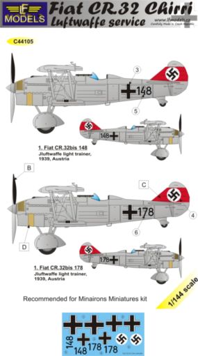 1/144 Decals Fiat CR.32 Chirri Luftwaffe Service