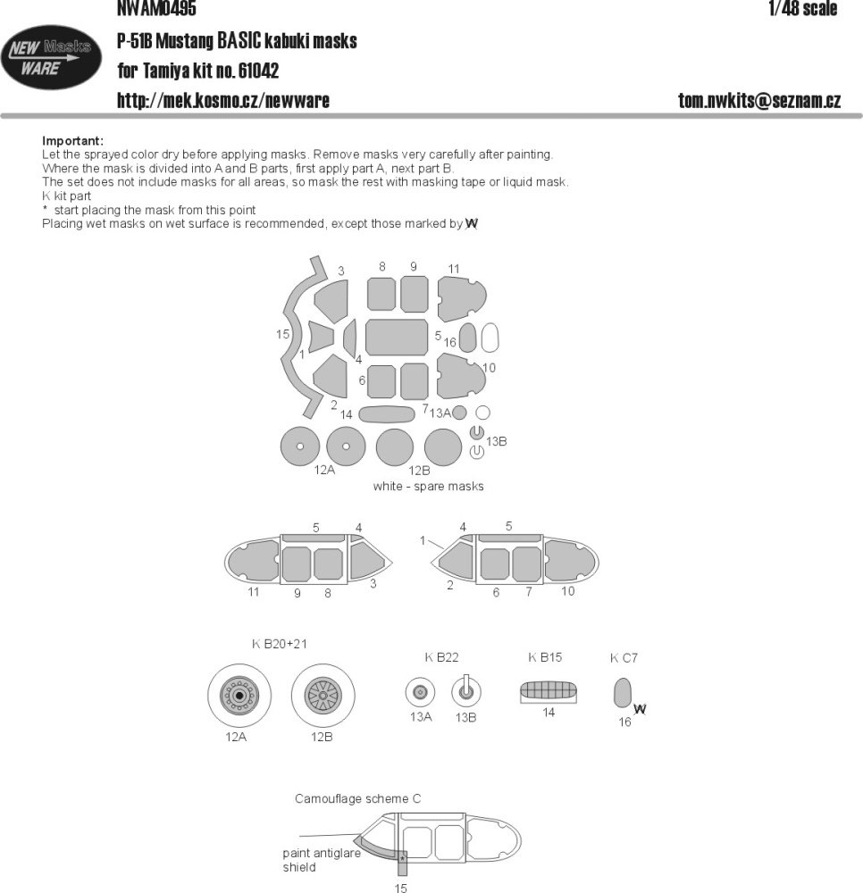 1/48 Mask P-51B Mustang BASIC (TAMIYA 61042)