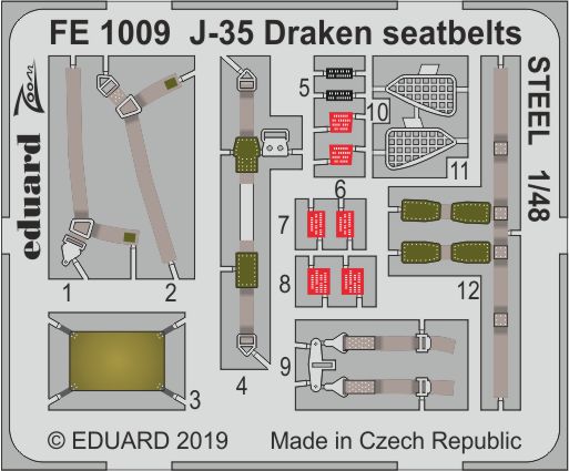 1/48 J-35 Draken seatbelts STEEL (HAS)