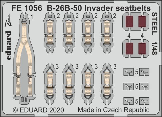 1/48 B-26B-50 Invader seatbelts STEEL (ICM)