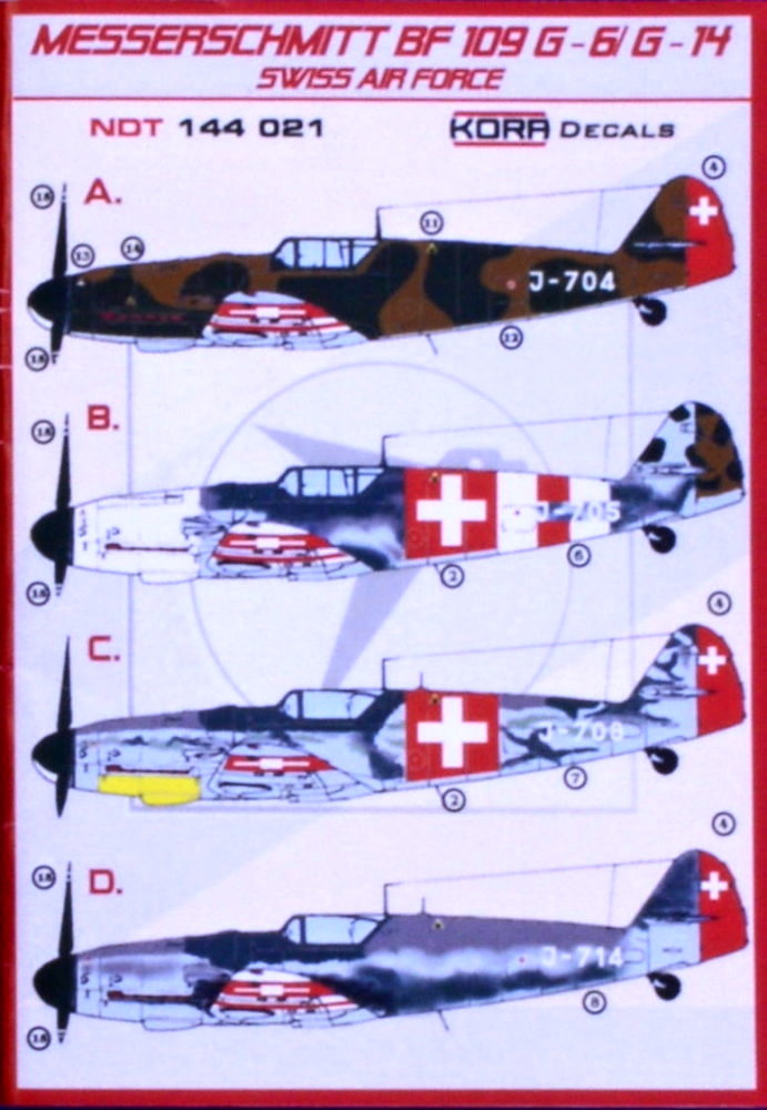 1/144 Decals Bf 109G-6/G-14 Swiss Air Force