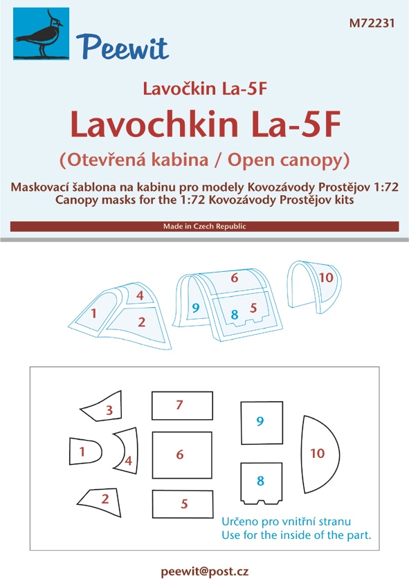 1/72 Canopy mask Lavochkin La-5F open can. (KP)