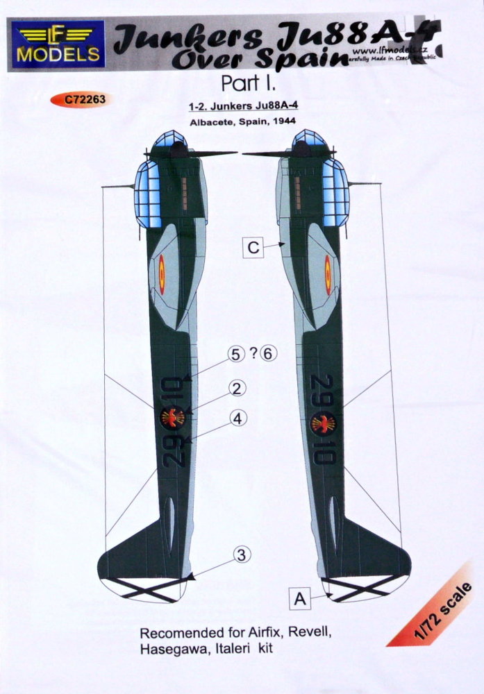 1/72 Decals Junkers Ju 88A-4 over Spain, Part 1