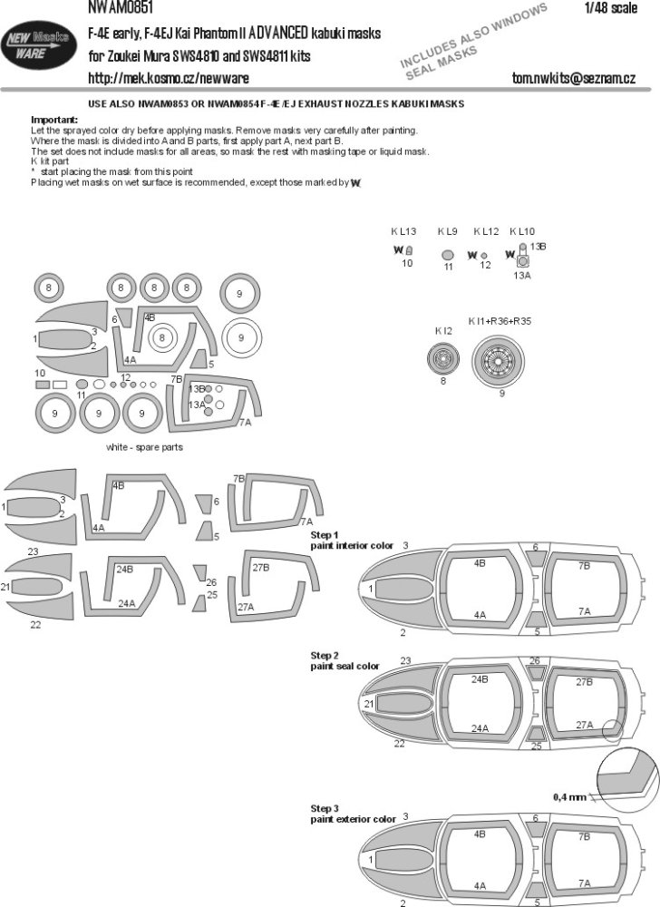 1/48 Mask F-4E early, F-4EJ Kai Phant. II ADVANCED