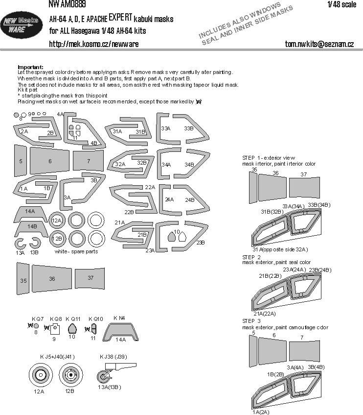 1/48 Mask AH-64 A,D,E Apache EXPERT (HAS)