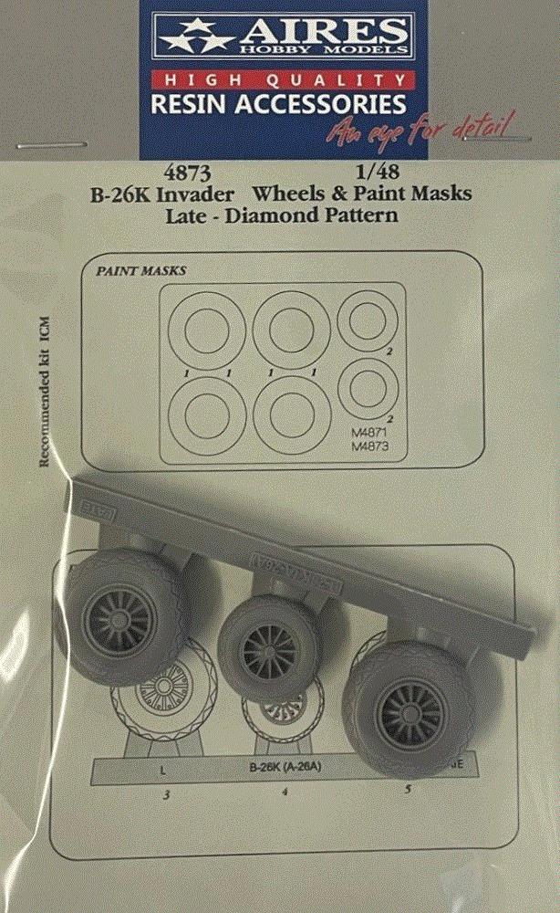 1/48 B-26K Invader late wheels&p.masks Diamond p.