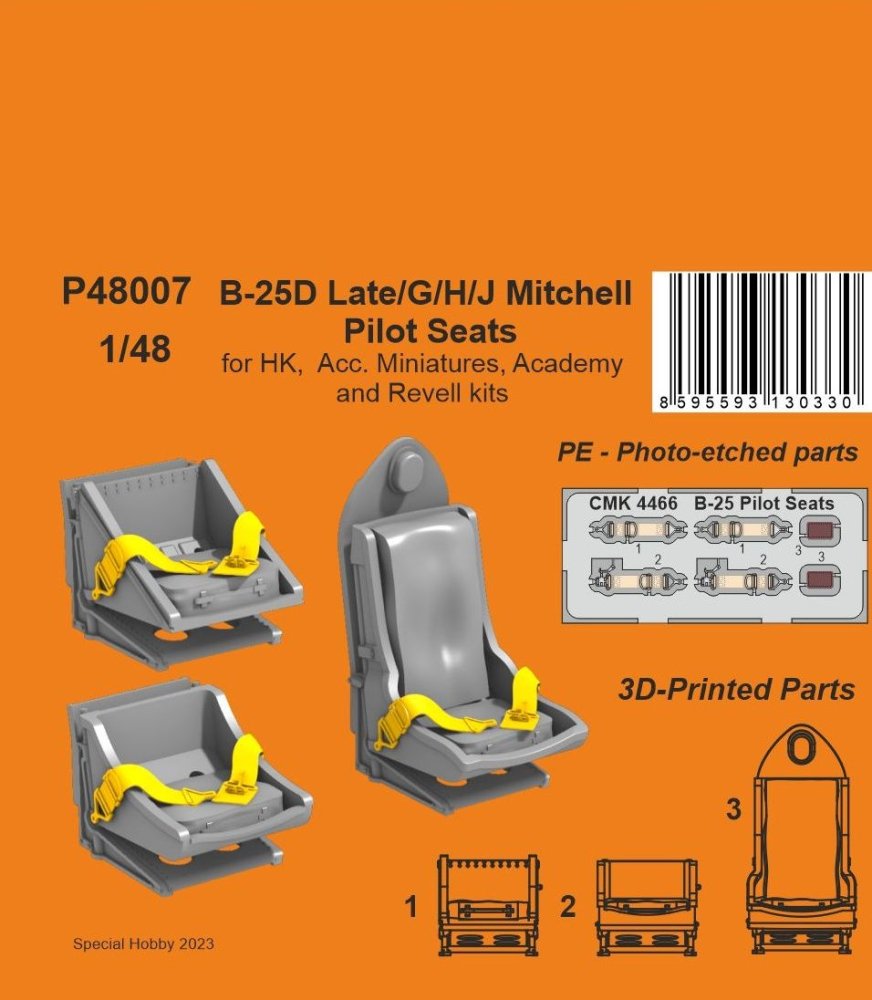 1/48 B-25D Late/G/H/J Mitchell Pilot Seats (3D P.)