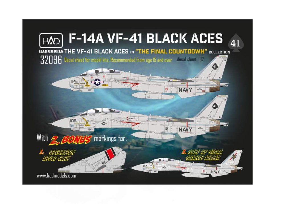 1/32 Decal F-14A VF-41 Black Aces (2 sheets)