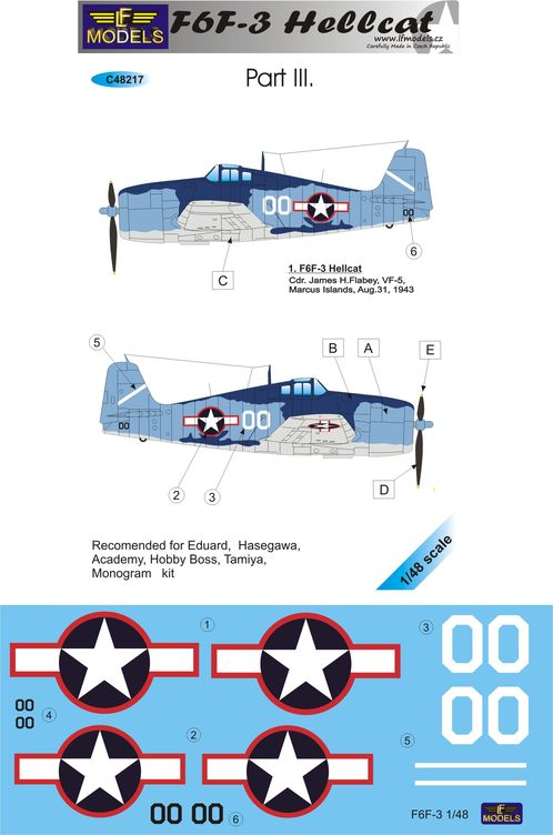 1/48 Decals F6F-3 Hellcat (EDU/HAS/ACA/TAM) Pt.III