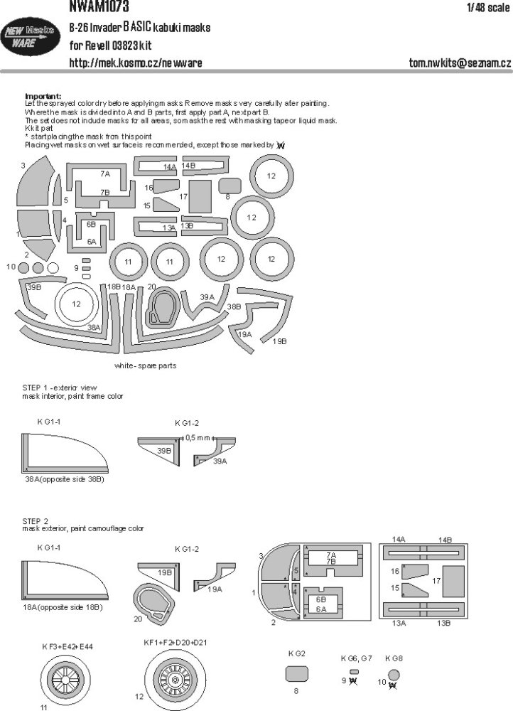 1/48 Mask B-26 Invader BASIC (REV 03823)