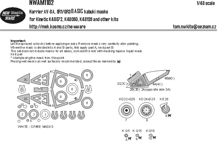 1/48 Mask Harrier AV-8A, GR1/GR3 BASIC (KIN)