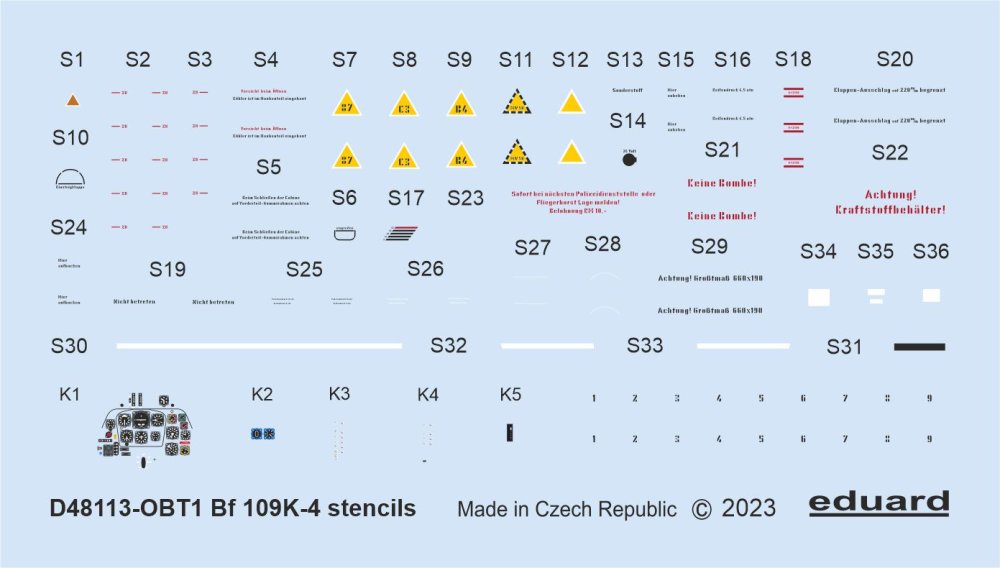 1/48 Decals Bf 109K-4 stencils